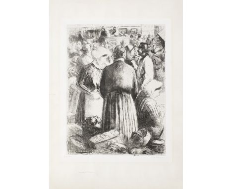 Camille Pissarro (1830-1903)Marché à Pointoise (Delteil 147) Lithograph, circa 1895, on chine appliqué wove paper, an impress