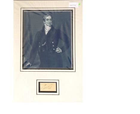 Robert Peel PM genuine authentic autograph signature and photo. A 20cm x 25cm photograph of the Robert Peel double 3D mounted
