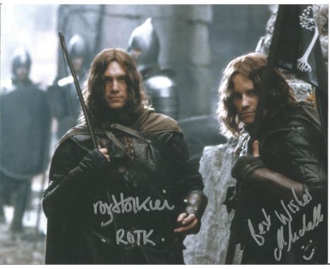 Lord of the Rings Royd Tolkien and Justin Nicholls signed authentic 10x8 colour photo. Good Condition. All signed pieces come