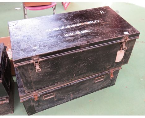 An early-mid 20th Century tin trunk named "Major P.S. Kerr-Smiley" and another. (2)