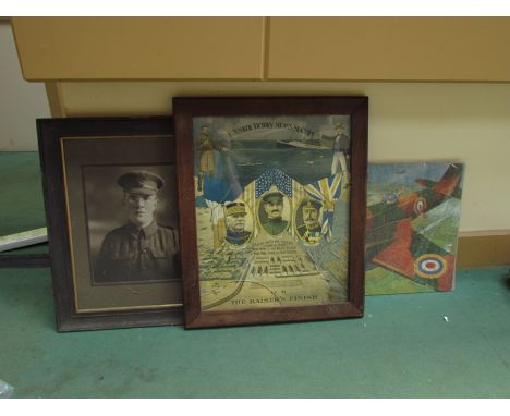 A 'Kaiser's Finish' poster together with and military portrait photograph (3)