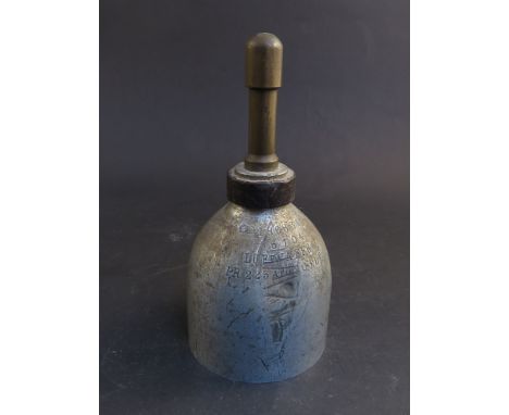 A hand bell crafted from a Luftwaffe oxygen bottle, dated 14.12.1939