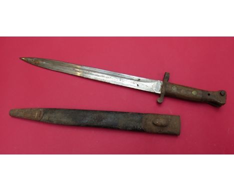 A late Victorian British Lee Enfield bayonet with scabbard 
