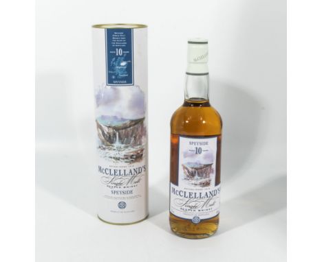 A bottle of McLellands Speyside 10 year Scotch Whisky 40% vol. 75cl