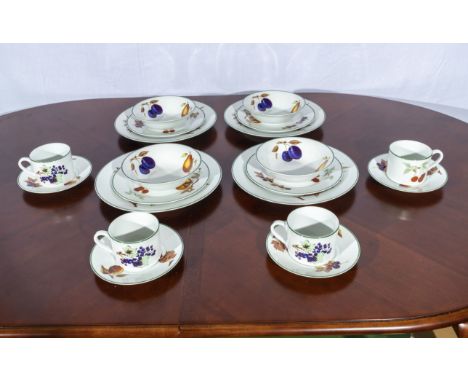 A Royal Worcester Evesham Vale four piece dinner and tea service, unused boxed