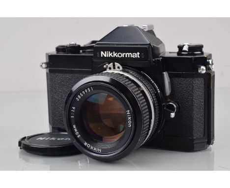 A Nikon Nikkormat FT2 SLR Camera, black, serial no 5317666, shutter working, meter responsive, self timer working, body G, so