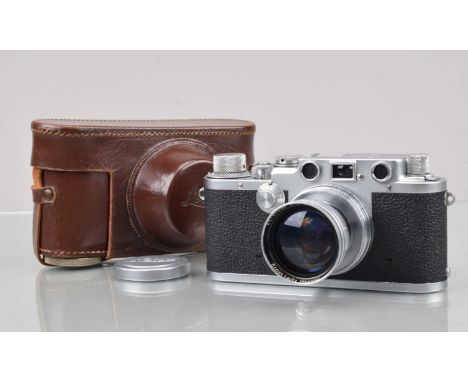 A Leitz Wetzlar Leica IIIf Rangefinder Camera, black dial, serail no 529094, 1950-51, shutter working, rangefinder working, b