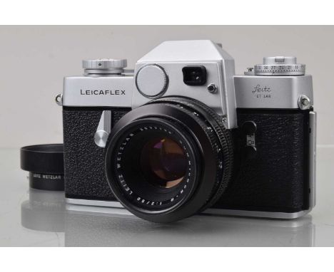 A Leitz Wetzlar Leica Leicaflex SLR Camera, serial no 1115451, 1965, shutter working, meter responsive, self timer stutters/s