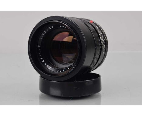 A Leitz Wetzlar Elmarit-R 90mm f/2.8  Lens, serial no 2131973, 1965, single CAM, barrel G, some light paint wear, elements VG