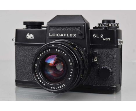 A Leitz Wetzlar Leica Leicaflex SL 2 MOT SLR Camera, black, serial no 1394468, 1974, shutter working, meter unresponsive, met
