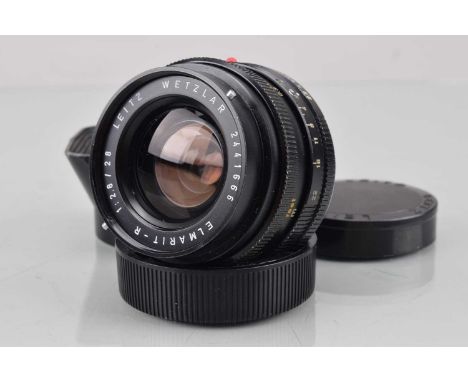 A Leitz Wetzlar Elmarit-R 28mm f/2.8 Lens, serial no 2441666, 1970, 3 CAM, barrel G, some light paint wear to grip, elements 
