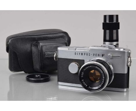 An Olympus Pen-FT Half Frame Camera, serial no 125707, shutter working, meter responsive, self timer working, body G-VG, with