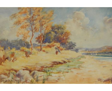 D R Sellars (20thC).  River landscape with figure, watercolour, signed, 17cm x 24.5cm