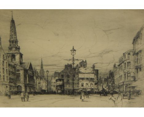 Charles G L Phillips (20thC).  High Street Dundee, artist signed etching, XXI, 22cm x 28cm