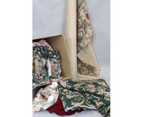A quantity of vintage fabric, to include a part used roll of William Morris style material.