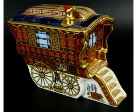 A Royal Crown Derby The Ledge Wagon paperweight, limited edition 136/1250, first in the series of Gypsy Caravans, designed by