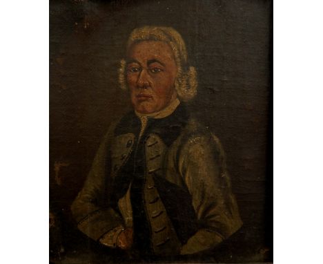 19thC British School.  Half length portrait of a gentleman, oil on canvas, 15.5cm x 14cm.