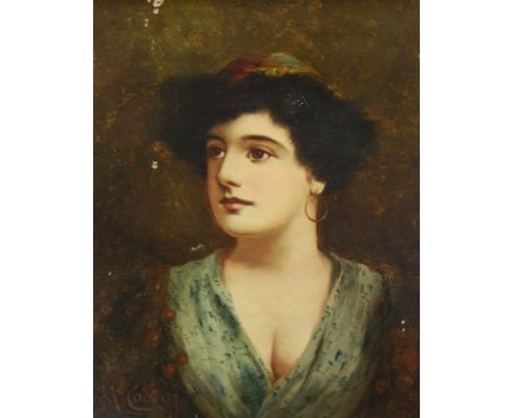 John McColvin (act. 1880-1910).  Portrait of a lady, oil on canvas, signed, 36cm x 28cm