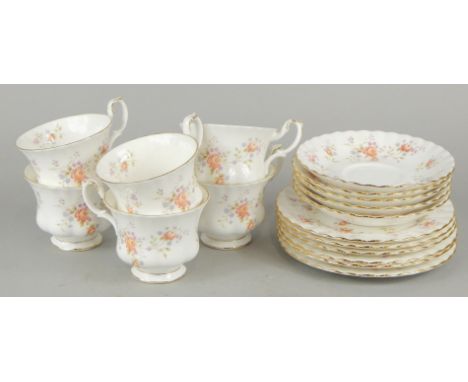 A Royal Albert Peach Rose pattern part tea service