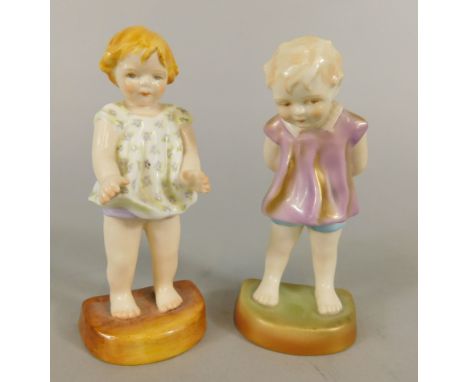 Two Royal Worcester Freda Doughty modelled figures, Joan and Tommy.