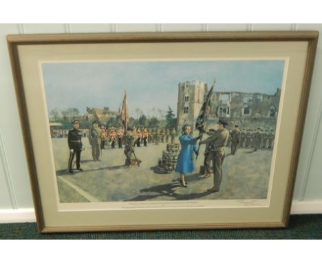 Terence Cuneo.  Presentation of The Colours of The Third Battalion The Worcestershire Regiment and The Sherwood Foresters Reg
