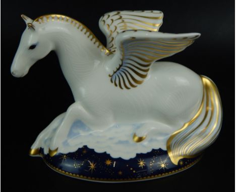 A Royal Crown Derby Pegasus paperweight, the first of a pair of Mythical Beasts exclusive to Goviers of Sidmouth, limited edi