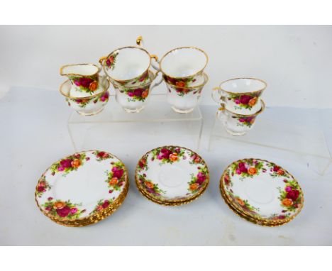 Royal Albert - Old Country Roses pattern tea wares comprising six cups, six saucers, six side plates, sugar bowl and milk jug