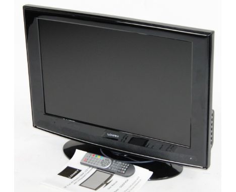 A Lowry HD ready 27" LCD television, GS26FHDA, in black trim with remote control wire and instruction manual.