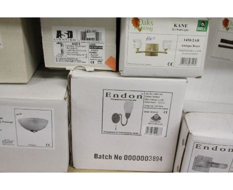 *Various as new Endon and other lights, oak lighting, cane wall lights, etc. (a quantity, boxed)