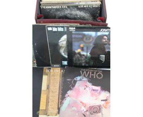 Records, 33rpm, etc., to include The Story of The Who, Bob Dylan, T. Rex, A Beard of Stars, various other T. Rex, Tanx, Rock 