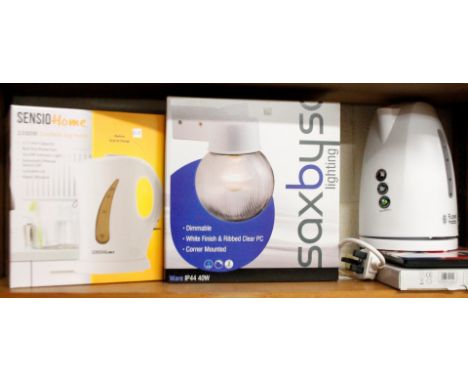 *Various as new electrical items, Russell Hobbs kettle, outdoor wall light, Hanson kitchen scales. (a quantity, mainly boxed)