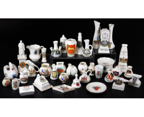 Various souvenir crested china, etc., Willow Art Longton Newton statue, 17cm H.  (a quantity)From the estate of R J 'Bob' Cur