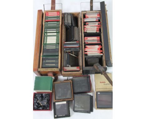 A large selection of vintage lantern slides, various subjects to include Arabic, architecture, English country and village sc