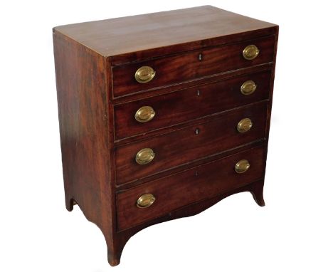 A George III mahogany chest, of four drawers, with caddy top, oval backplate handles and outsplay feet, 78cm W.