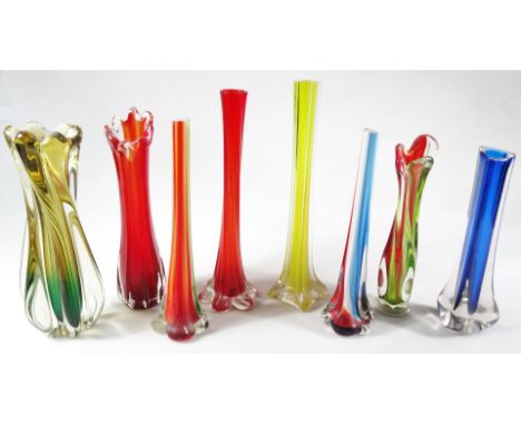 Various 20thC Studio glass, to include continental example vases, stem vases, etc. in various coloured glass, 25cm H, etc. (a