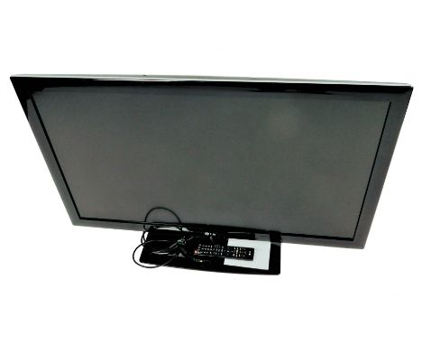 An LG  43" LED/LCD television, in black trim with cable, remote control and manual.