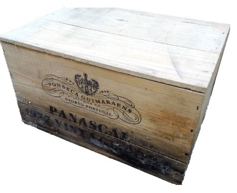 Twelve bottles of Fonseca Guimaraens Panascal 1977 vintage port, in a pine crate.  (12 bottles)