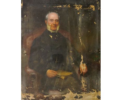 William Bowness - half length portrait of James Milnes Esq. seated in a chair, oil on canvas, inscribed verso. 120cm x 106cm 