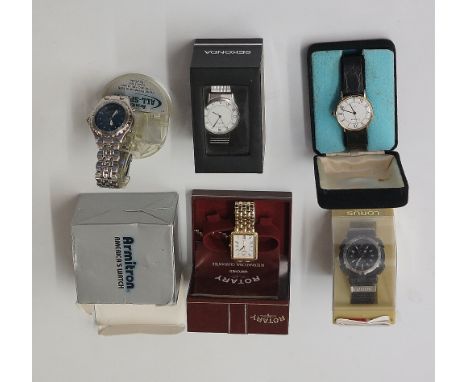 A bag of gents watches, to include examples by Rotary, Sekonda and Lorus, etc., all boxed (5) 