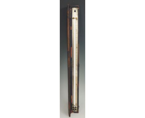 A 19th Century thermometer by Joseph Long Ltd, London, silvered register, 50cm long, in fitted case (2)
