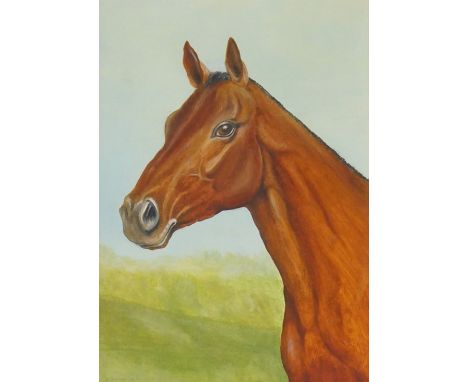 John Banks - portrait of a chestnut hunter, head and shoulders, oil on canvas, signed lower left, 34cm x 24cm, framed