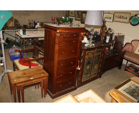 A 19th Century mahogany Wellington chest having adapted secretaire drawer 