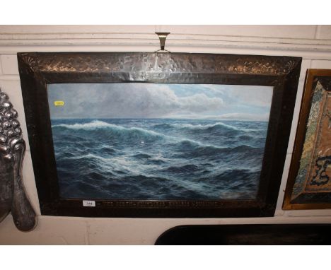 Harold Webb, print of a seascape contained in copper frame 'The Ocean, Boundless, Endless and Sublime'