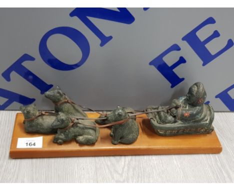 EDMUND WOLF ORIGINAL ESKIMO WITH DOG SLED HAND MADE SCULPTURE