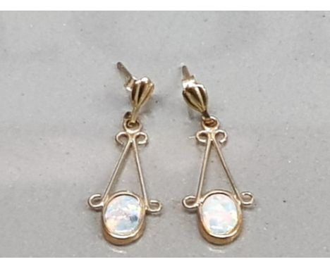 YELLOW GOLD OPAL DROP EARRINGS 0.5G GROSS