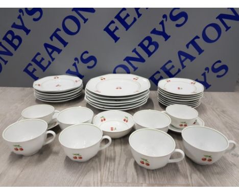 32 PIECE VILLEROY AND BOCH HEINRICH CHERRY PATTERN PART DINNER AND TEA SERVICE