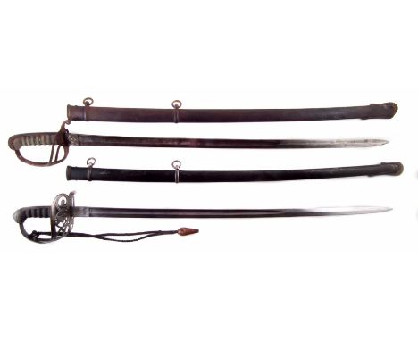 Two 1822 pattern swords, one by Henry Wilkinsons for the Grenadier Guards serial number 5971 to blade and scabbard, made in 1