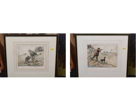 Henry Wilkinson R.E., A.R.C.A. (1921-2011),  Shooting scenes with black labradors, both signed and numbered 83/150 and 37/200