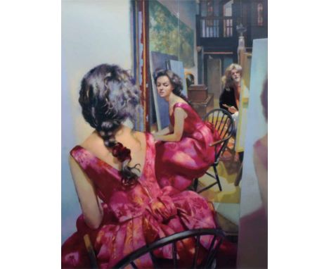 After Robert O. Lenkiewicz (1941-2002),   "The Painter with Anna - Rear View - Project 18", signed twice and numbered XXIV/XX