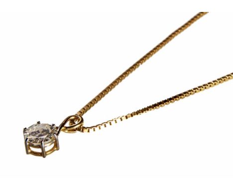1.5 carat diamond solitaire pendant, the round brilliant cut diamond accompanied by an AnchorCert Gem Lab Diamond Report stat
